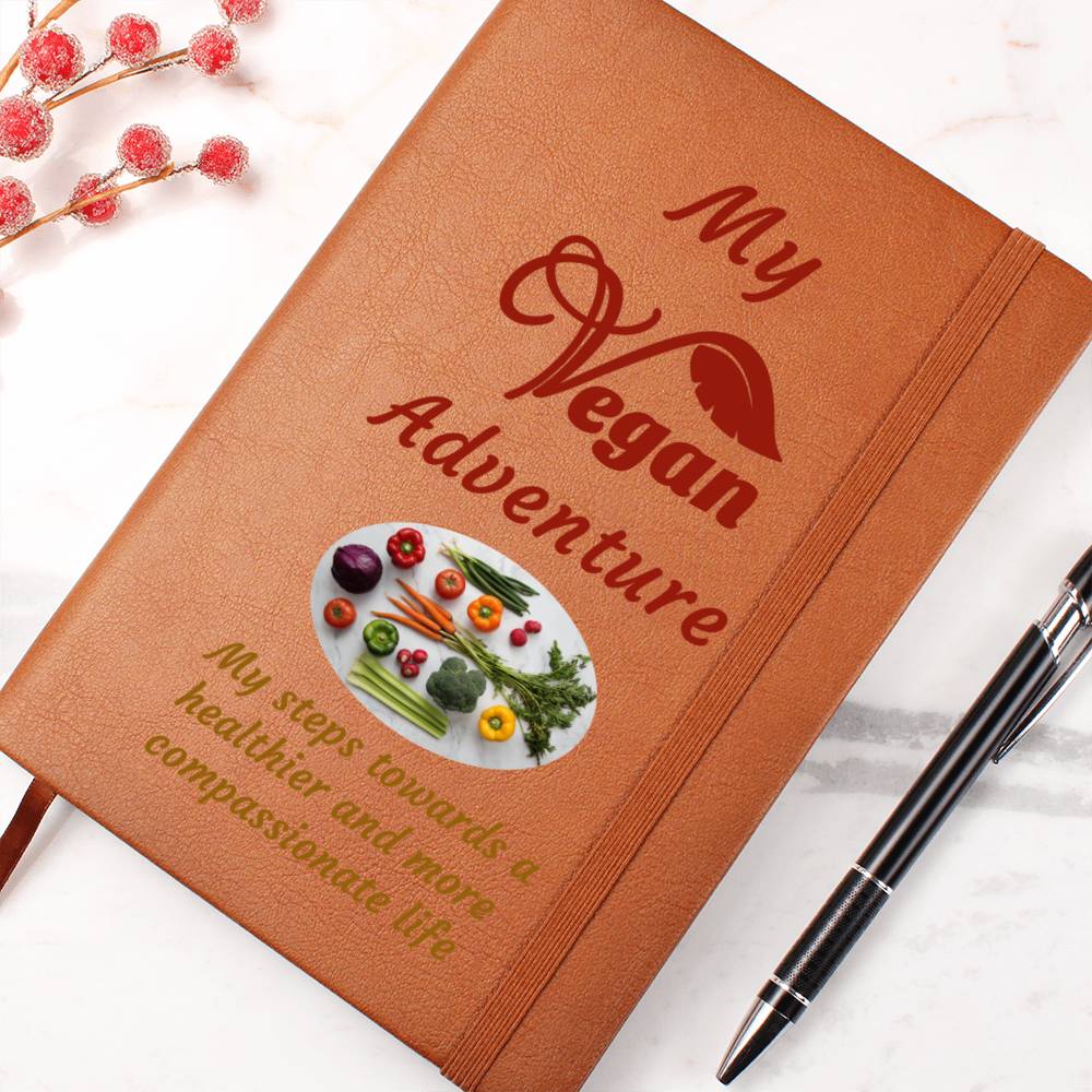 Vegan Leather Notebook, Vegan Journey, Vegan Journal, Inspiration, Change, Compassion, Personalized Gift, Best Friend Gift, Custom Leather Portfolio, Healthy Nutrition