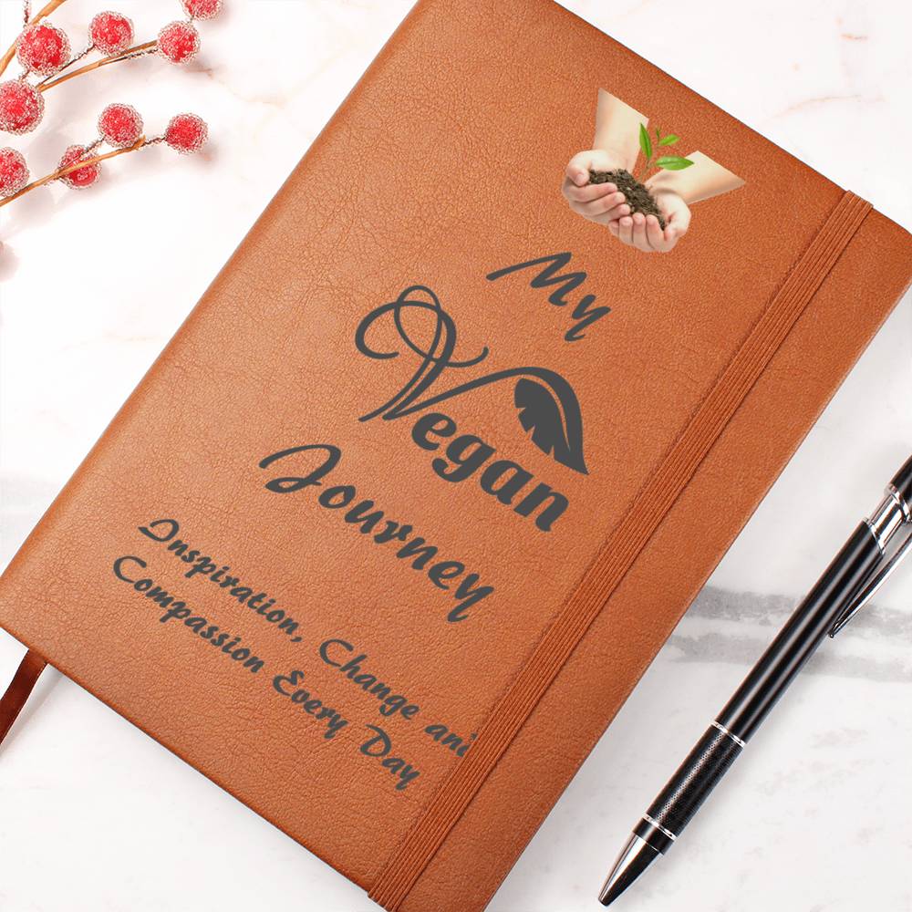 Vegan Leather Notebook, Vegan Journey, Vegan Journal, Inspiration, Change, Compassion, Personalized Gift, Best Friend Gift, Custom Leather Portfolio, Healthy Nutrition