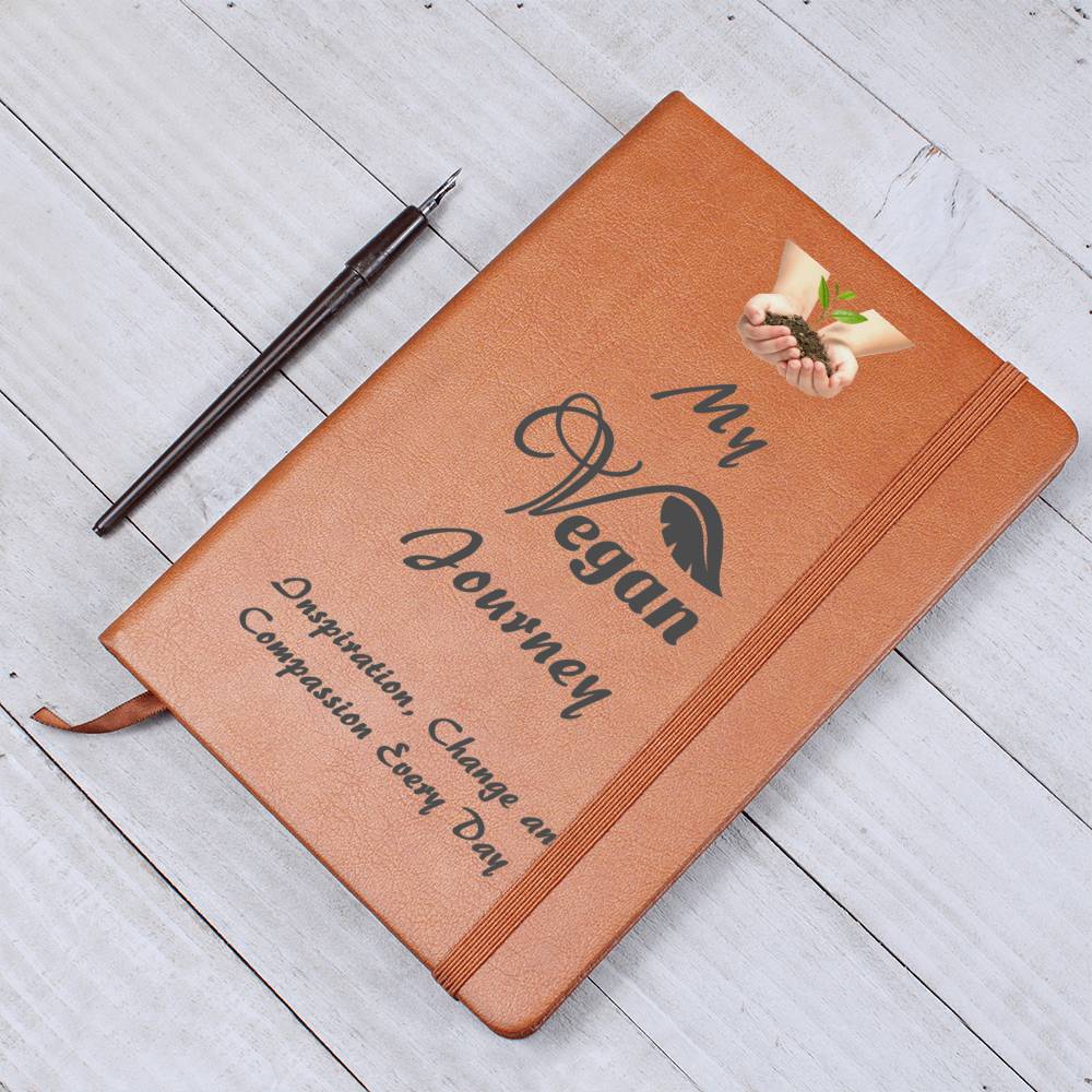 Vegan Leather Notebook, Vegan Journey, Vegan Journal, Inspiration, Change, Compassion, Personalized Gift, Best Friend Gift, Custom Leather Portfolio, Healthy Nutrition