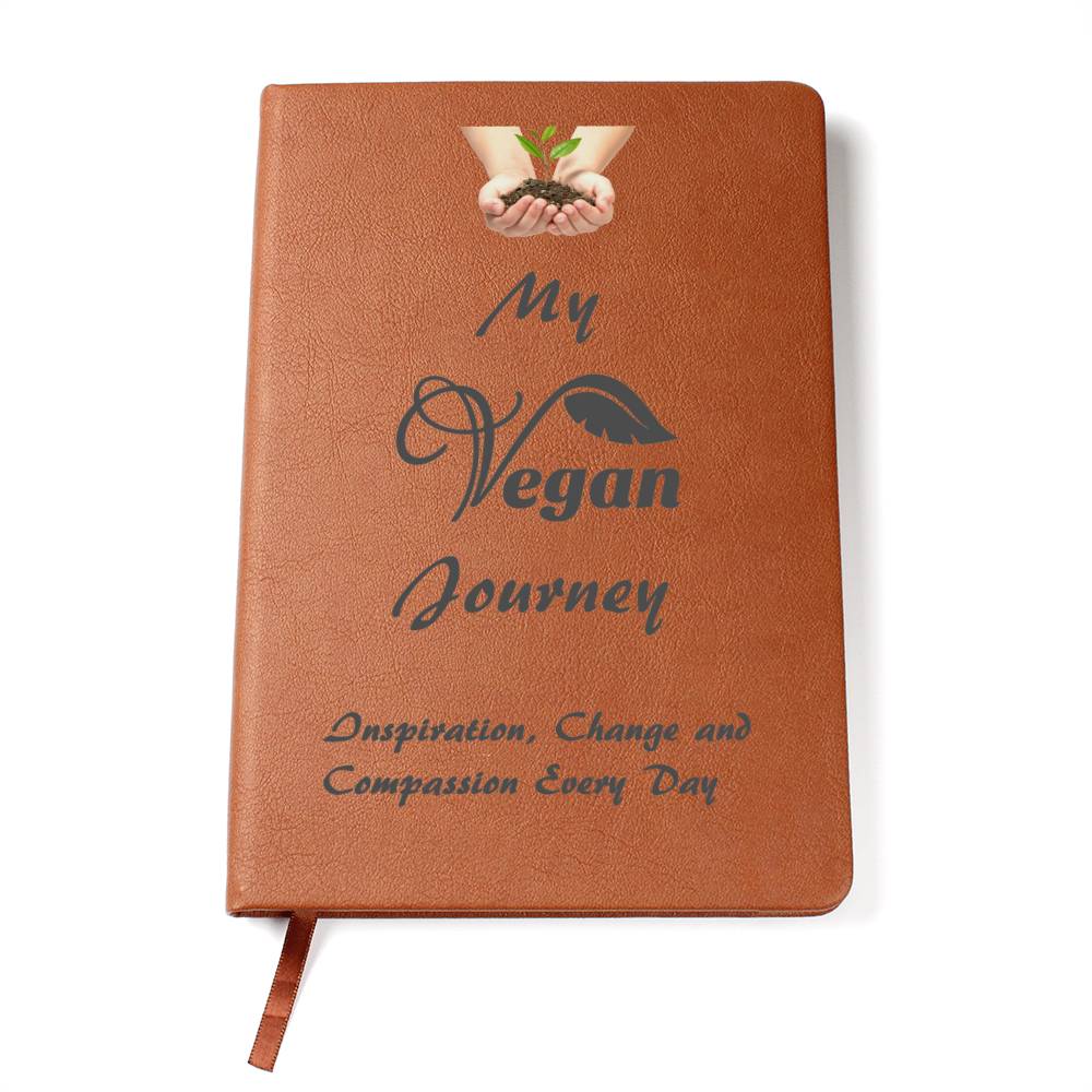 Vegan Leather Notebook, Vegan Journey, Vegan Journal, Inspiration, Change, Compassion, Personalized Gift, Best Friend Gift, Custom Leather Portfolio, Healthy Nutrition