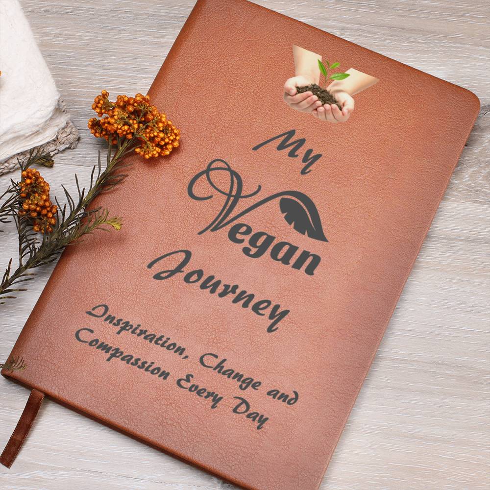 Vegan Leather Notebook, Vegan Journey, Vegan Journal, Inspiration, Change, Compassion, Personalized Gift, Best Friend Gift, Custom Leather Portfolio, Healthy Nutrition